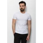 MCR Düz Beyaz Renk Super Slim Fit Bisiklet Yaka Basic Erkek T-Shirt - XL