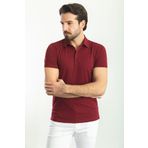 Mcr Düz Bordo Rengi Slim Fit Polo Yaka Basic Erkek T-shirt