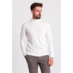 MCR Düz Ekru Rengi Slim Fit Erkek Yarım Balıkçı Yaka Kazak - XL
