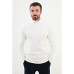 MCR Düz Ekru Slim Fit Yarım Balıkçı Yaka Uzun Kollu Erkek T-Shirt - 2XL