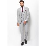 MCR Düz Gri Slim Fit Mono Yaka Klasik Erkek Takım Elbise - 56 - 6 Drop