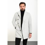 MCR Düz Gri Slim Fit Şal Yaka Kaşe Erkek Kaban - 52