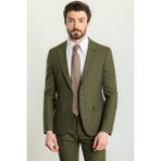 MCR Düz Haki Rengi Slim Fit Mono Yaka Keten Erkek Takım Elbise - 46 - 6 Drop