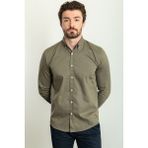MCR Düz Haki Rengi Slim Fit Uzun Kollu Erkek Gömlek