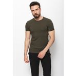 Mcr Düz Haki Rengi Super Slim Fit Bisiklet Yaka Basic Erkek T-shirt