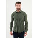MCR Düz Haki Slim Fit Erkek Gömlek - XL