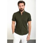 MCR Düz Haki Slim Fit Kısa Kollu Erkek Gömlek - XL