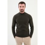 MCR Düz Haki Slim Fit Yarım Balıkçı Yaka Uzun Kollu Erkek T-Shirt - 2XL