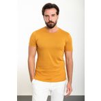 Mcr Düz Hardal Slim Fit Bisiklet Yaka Erkek T-shirt 36813.24Y
