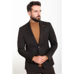 MCR Düz Kahverengi Slim Fit Mono Yaka Erkek Ceket - 48