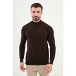 MCR Düz Kahverengi Slim Fit Yarım Balıkçı Yaka Erkek Triko Kazak - XL