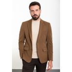 MCR Düz Kamel Rengi Slim Fit Mono Yaka Erkek Ceket - 52