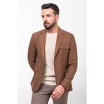 MCR Düz Kamel Rengi Slim Fit Torba Cep Mono Yaka Erkek Ceket - 50