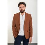MCR Düz Kiremit Rengi Slim Fit Mono Yaka Keten Erkek Ceket - 46