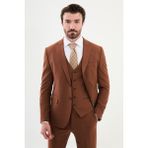 MCR Düz Kiremit Rengi Slim Fit Mono Yaka Klasik Erkek Takım Elbise - 54 - 6 Drop