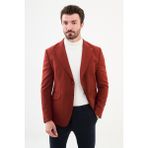 MCR Düz Kiremit Rengi Slim Fit Torba Cep Geniş Yaka Punto Dikiş Erkek Ceket - 50