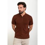 MCR Düz Kiremit Slim Fit Fermuarlı Polo Yaka Erkek Triko T-Shirt