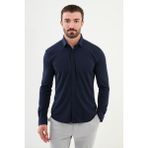 MCR Düz Lacivert Slim Fit Erkek Gömlek - XL
