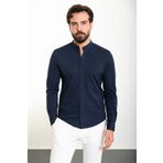Mcr Düz Lacivert Slim Fit Hakim Yaka Uzun Kollu Erkek Gömlek 37901.24Y