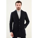 MCR Düz Lacivert Slim Fit Mono Yaka Klasik Erkek Kaşe Kaban - 54