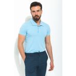 MCR Düz Mavi Renk Slim Fit Apaç Yaka Erkek T-Shirt - 2XL
