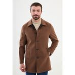 MCR Düz Siyah Kamel Slim Fit Gömlek Yaka Çift Taraflı Erkek Trench Coat - 48 - Siyah - Camel