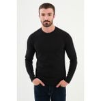 MCR Düz Siyah Slim Fit Bisiklet Yaka Uzun Kollu Erkek T-Shirt - 2XL