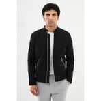 MCR Düz Siyah Slim Fit Hakim Yaka Erkek Mont - 50