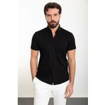 Mcr Düz Siyah Slim Fit Kısa Kollu Erkek Gömlek 37905.24Y