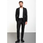 MCR Düz Siyah Slim Fit Mono Yaka İpli Erkek Takım Elbise - 54 - 6 Drop
