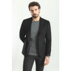 MCR Düz Siyah Slim Fit Torba Cep Mono Yaka Premium Yün Erkek Ceket - 52