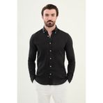 Mcr Düz Slim Fit %100 Keten Erkek Gömlek Siyah - 27068.25Y