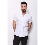 Mcr Düz Slim Fit Apaç Yaka Kısa Kollu Erkek Gömlek Beyaz - 37608.22Y