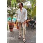 Mcr Düz Slim Fit Basic Keten Erkek Gömlek Beyaz - 37356.21y