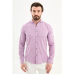 MCR Düz Slim Fit Basic Keten Erkek Gömlek - Lila - XL