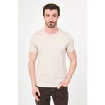 MCR Düz Slim Fit Bisiklet Yaka %100 Pamuk Kısa Kol Erkek T-Shirt - Bej