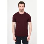 MCR Düz Slim Fit Bisiklet Yaka %100 Pamuk Kısa Kol Erkek T-Shirt - Bordo - XL