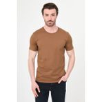 MCR Düz Slim Fit Bisiklet Yaka %100 Pamuk Kısa Kol Erkek T-Shirt - Kamel