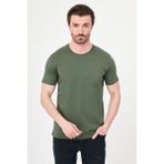 MCR Düz Slim Fit Bisiklet Yaka %100 Pamuk Kısa Kol Erkek T-Shirt - Yeşil