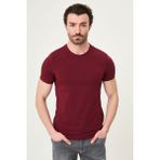 MCR Düz Slim Fit Bisiklet Yaka Basic Erkek T-Shirt - Bordo - 2XL