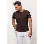 Mcr Duz Slim Fit Bisiklet Yaka Basıc Erkek T-shirt Kahve - 36690.22Y