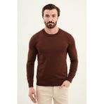 MCR Düz Slim Fit Bisiklet Yaka Basic Erkek Triko Kazak - Kiremit