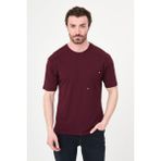 MCR Düz Slim Fit Bisiklet Yaka Cepli Bi-Stretch Interlok Erkek T-Shirt - Bordo - XL