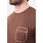 MCR Düz Slim Fit Bisiklet Yaka Desenli Bi-Stretch Interlok Erkek T-Shirt - Kahverengi - XL