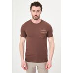 MCR Düz Slim Fit Bisiklet Yaka Desenli Bi-Stretch Interlok Erkek T-Shirt - Kahverengi
