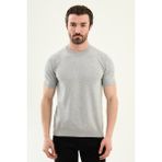 MCR Düz Slim Fit Bisiklet Yaka Erkek Triko T-Shirt - Gri - 2XL