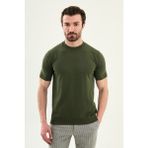 MCR Düz Slim Fit Bisiklet Yaka Erkek Triko T-Shirt - Haki - 2XL