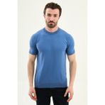 MCR Düz Slim Fit Bisiklet Yaka Erkek Triko T-Shirt - İndigo - 2XL