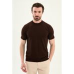 MCR Düz Slim Fit Bisiklet Yaka Erkek Triko T-Shirt - Kahverengi - XL