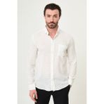 MCR Düz Slim Fit Cepli Uzun Kollu Erkek Gömlek - Beyaz - 2XL